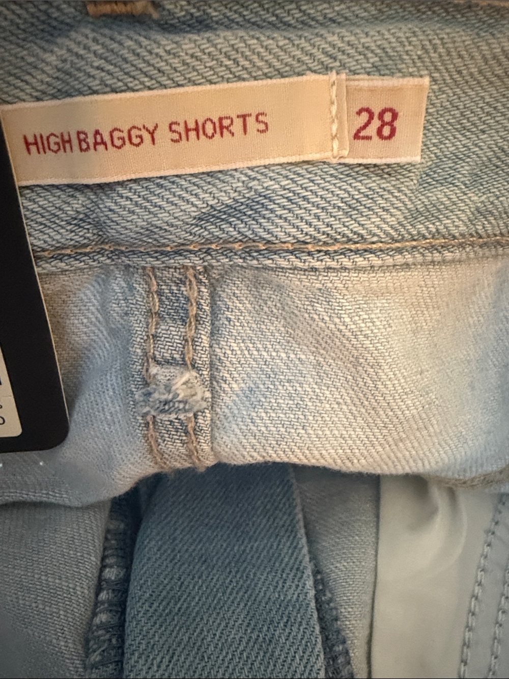 Levi's High Baggy Linen+ Denim Lightweight Shorts Light Blue Wash NWT 28 - Picture 8 of 10